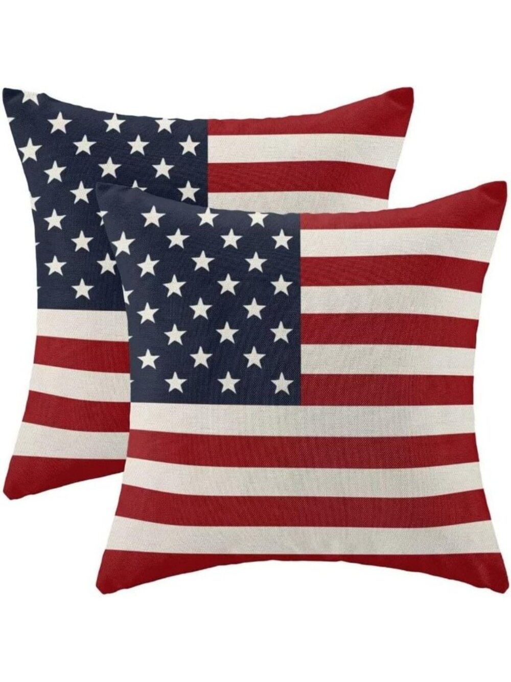 Patriotic 4th of July Pillow Covers Set of 2, American Flag Linen Cushion Cases